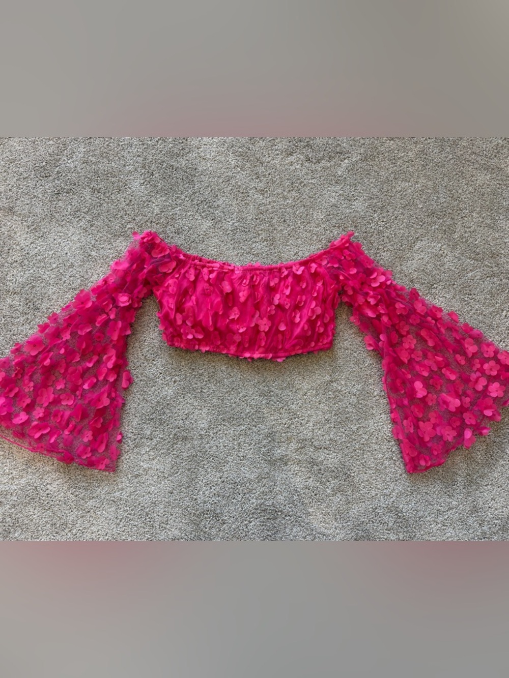 NEW Women’s Peach Love Pink Floral Crop Top- Size Large